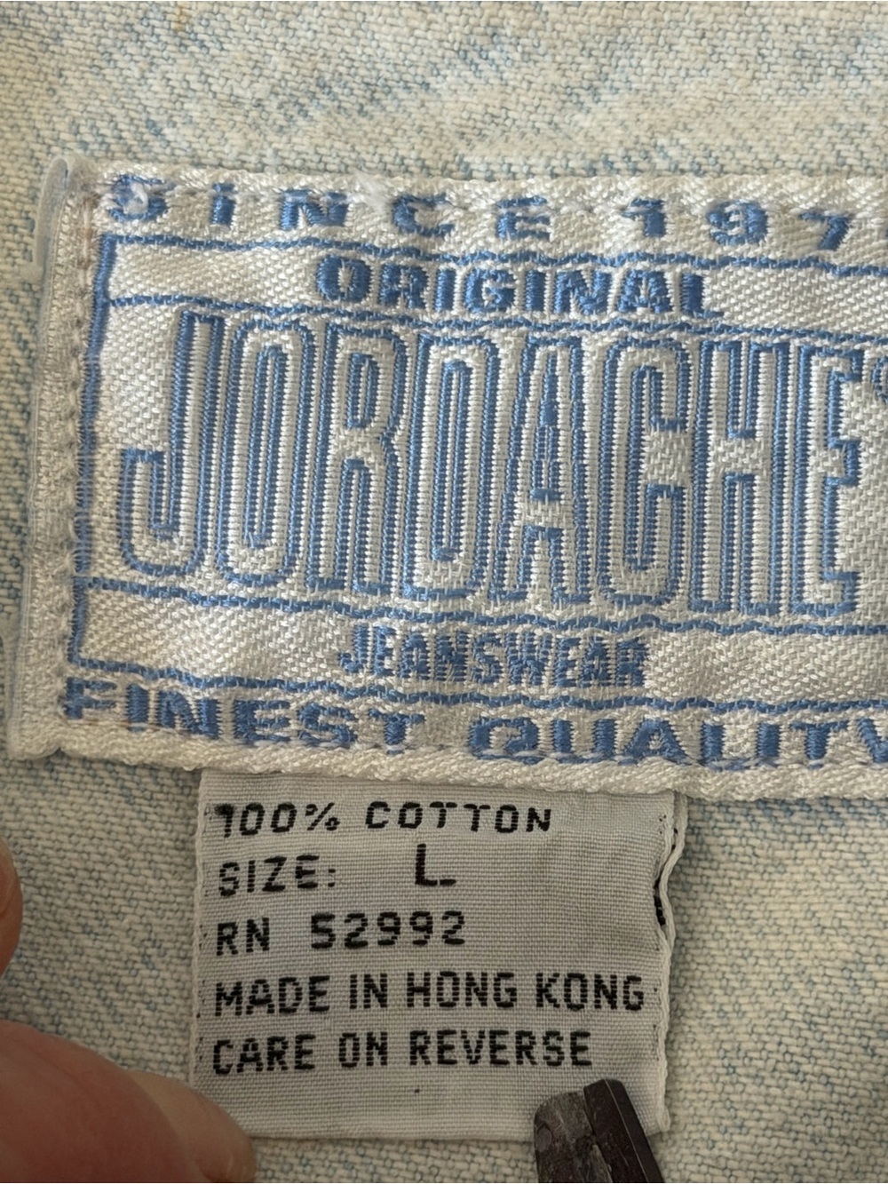 Jordache Light Wash Denim Crop Jacket with Yellow, Pink, Green & Blue Print - Picture 9 of 16